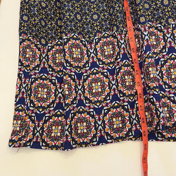 Vermont Country Store Midi Dress 3X Button Lightweight Geometric Blue Boho - Picture 11 of 11